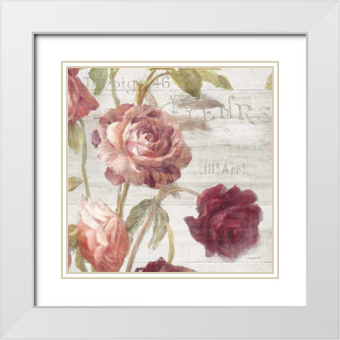 French Roses IV White Modern Wood Framed Art Print with Double Matting by Nai, Danhui