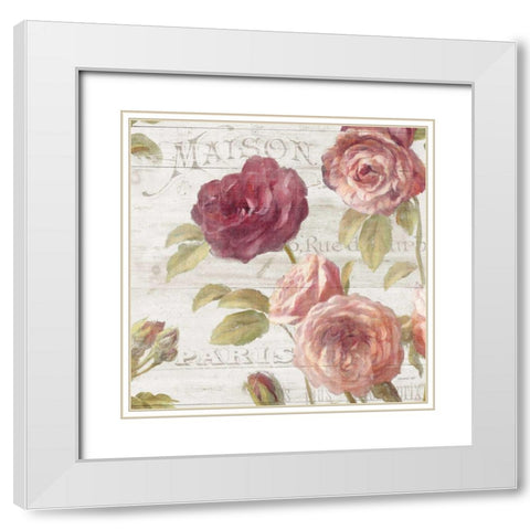 French Roses V White Modern Wood Framed Art Print with Double Matting by Nai, Danhui