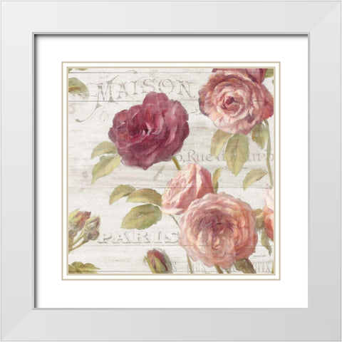 French Roses V White Modern Wood Framed Art Print with Double Matting by Nai, Danhui