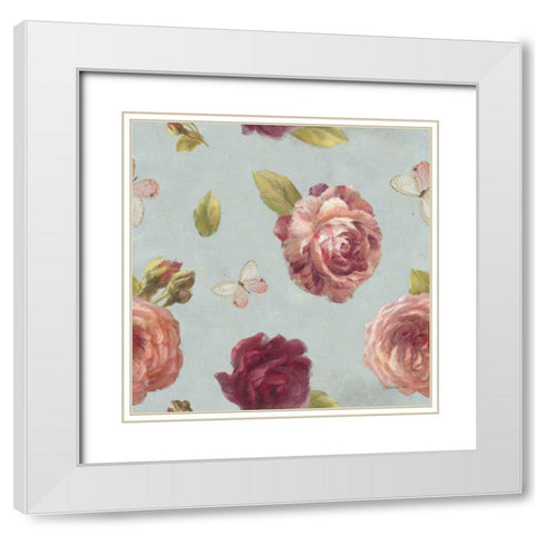 French Roses Pattern IA White Modern Wood Framed Art Print with Double Matting by Nai, Danhui