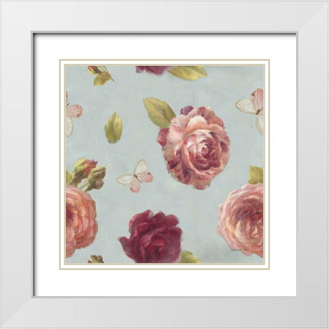 French Roses Pattern IA White Modern Wood Framed Art Print with Double Matting by Nai, Danhui