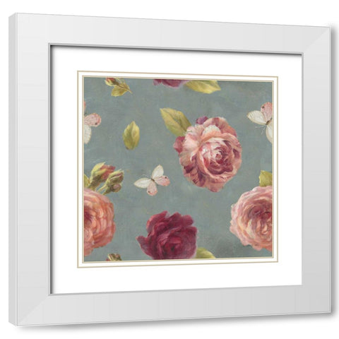 French Roses Pattern IB White Modern Wood Framed Art Print with Double Matting by Nai, Danhui