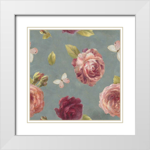 French Roses Pattern IB White Modern Wood Framed Art Print with Double Matting by Nai, Danhui