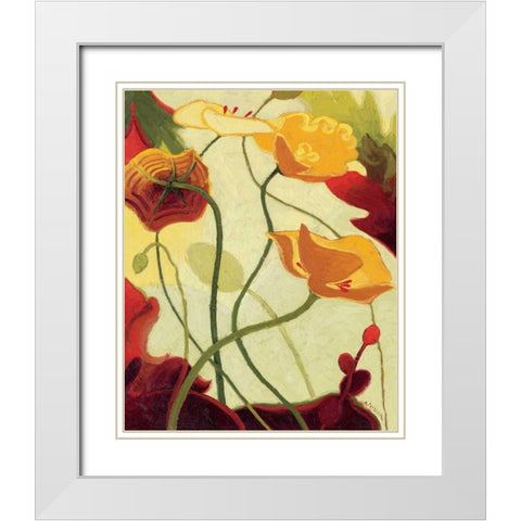 Tres Vignes III White Modern Wood Framed Art Print with Double Matting by Novak, Shirley