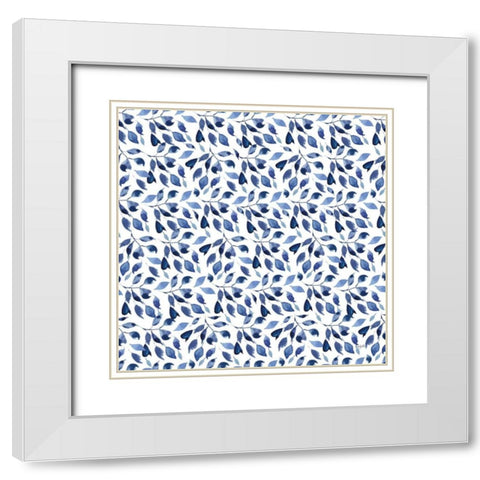 Delft Delight Pattern III White Modern Wood Framed Art Print with Double Matting by Rice, Kristy