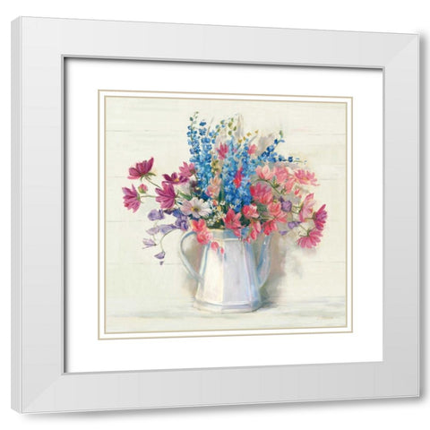 Ironstone Bouquet I Bright White Modern Wood Framed Art Print with Double Matting by Rowan, Carol