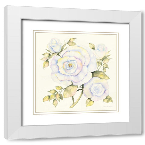 Roses White Modern Wood Framed Art Print with Double Matting by McKenna, Kathleen Parr
