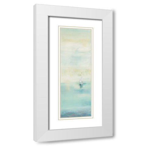 Early Morning Sea I White Modern Wood Framed Art Print with Double Matting by Vassileva, Silvia