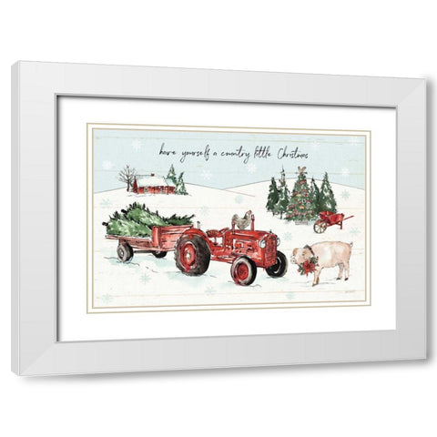 Holiday on the Farm I with Headlights White Modern Wood Framed Art Print with Double Matting by Tavoletti, Anne