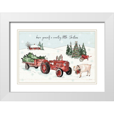 Holiday on the Farm I with Headlights White Modern Wood Framed Art Print with Double Matting by Tavoletti, Anne