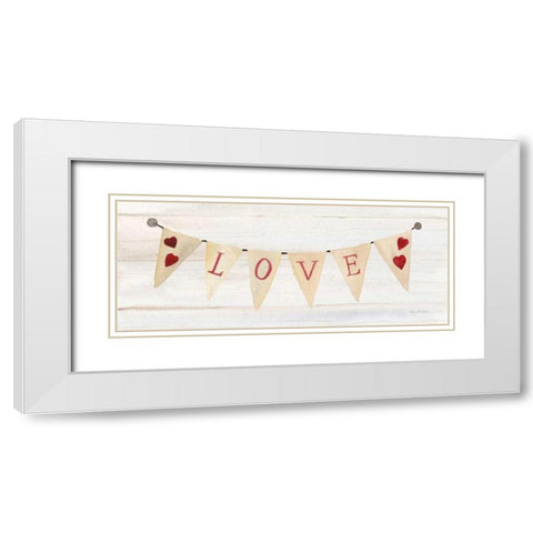 Rustic Valentine Banner II White Modern Wood Framed Art Print with Double Matting by McKenna, Kathleen Parr