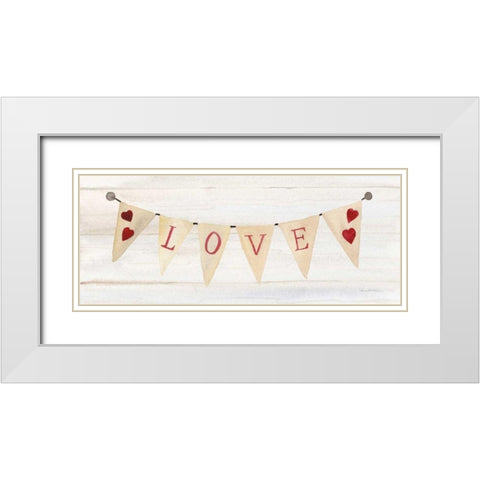 Rustic Valentine Banner II White Modern Wood Framed Art Print with Double Matting by McKenna, Kathleen Parr