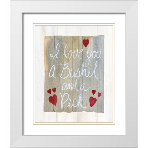 Rustic Valentine Bushel and a Peck White Modern Wood Framed Art Print with Double Matting by McKenna, Kathleen Parr