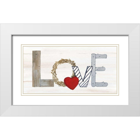 Rustic Valentine Love White Modern Wood Framed Art Print with Double Matting by McKenna, Kathleen Parr