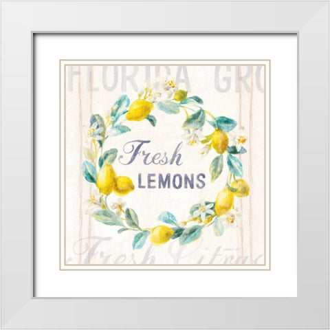 Floursack Lemon V Bright White Modern Wood Framed Art Print with Double Matting by Nai, Danhui