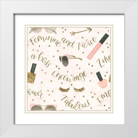 Boss Ladies Pattern VIII White Modern Wood Framed Art Print with Double Matting by Jackson, Jenaya