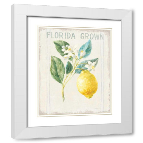 Floursack Lemon I v2 White Modern Wood Framed Art Print with Double Matting by Nai, Danhui