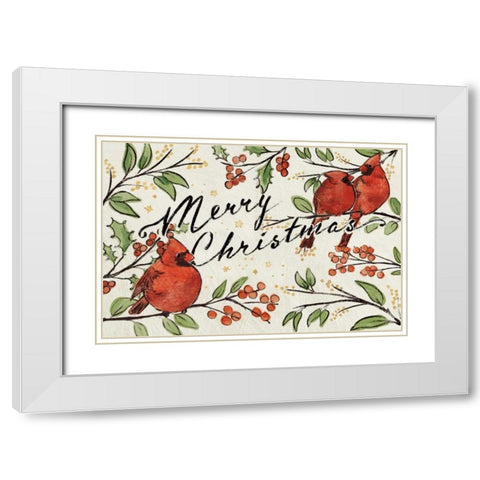 Christmas Lovebirds VIII White Modern Wood Framed Art Print with Double Matting by Penner, Janelle