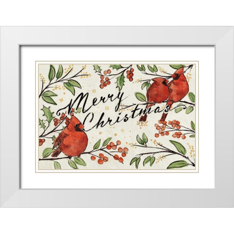 Christmas Lovebirds VIII White Modern Wood Framed Art Print with Double Matting by Penner, Janelle