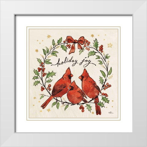 Christmas Lovebirds XI White Modern Wood Framed Art Print with Double Matting by Penner, Janelle