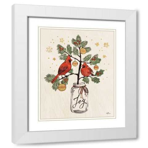 Christmas Lovebirds XIV White Modern Wood Framed Art Print with Double Matting by Penner, Janelle