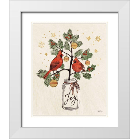 Christmas Lovebirds XIV White Modern Wood Framed Art Print with Double Matting by Penner, Janelle