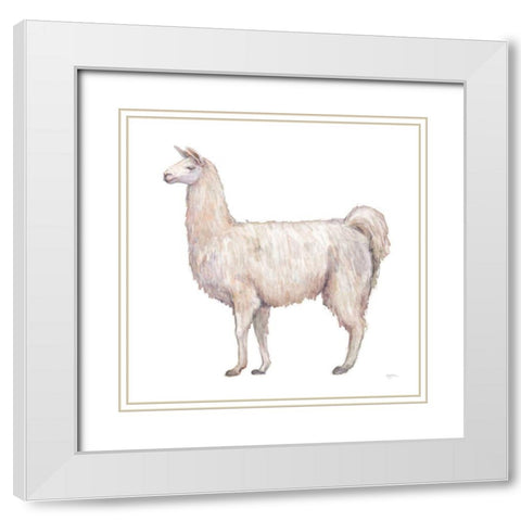 Bohemian Cactus Llama White Modern Wood Framed Art Print with Double Matting by Urban, Mary