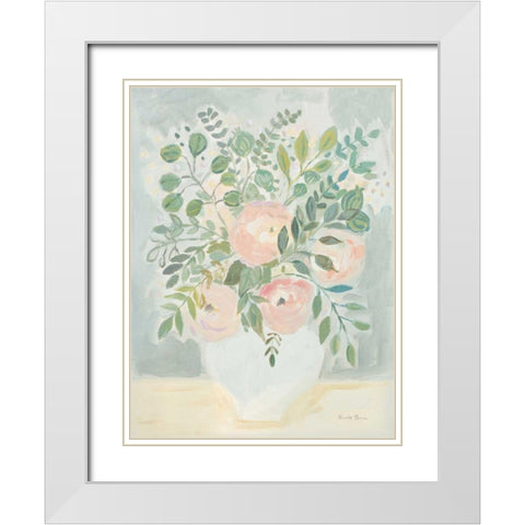 Blushing Bouquet White Modern Wood Framed Art Print with Double Matting by Zaman, Farida