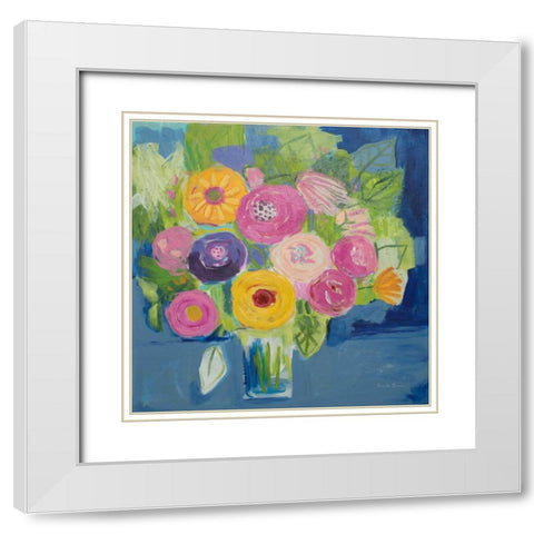 Happy Bouquet White Modern Wood Framed Art Print with Double Matting by Zaman, Farida