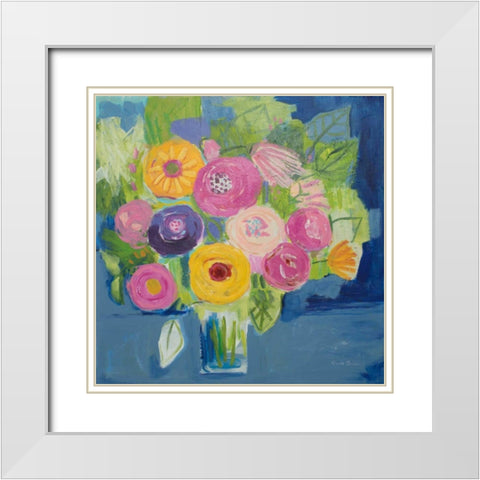 Happy Bouquet White Modern Wood Framed Art Print with Double Matting by Zaman, Farida