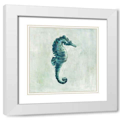 Indigo Sea Life I White Modern Wood Framed Art Print with Double Matting by Vassileva, Silvia