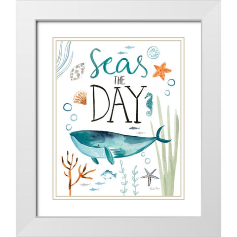 Whale Tale II White Modern Wood Framed Art Print with Double Matting by Zaman, Farida