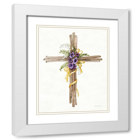 Easter Blessing Cross I White Modern Wood Framed Art Print with Double Matting by McKenna, Kathleen Parr