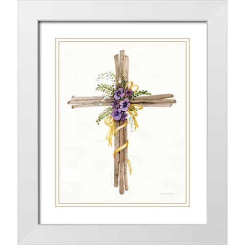 Easter Blessing Cross I White Modern Wood Framed Art Print with Double Matting by McKenna, Kathleen Parr