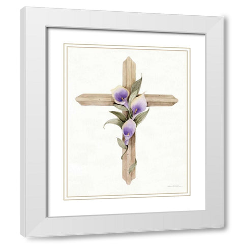 Easter Blessing Cross II White Modern Wood Framed Art Print with Double Matting by McKenna, Kathleen Parr