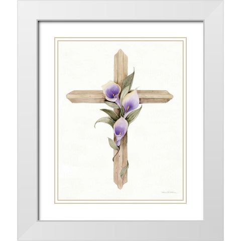 Easter Blessing Cross II White Modern Wood Framed Art Print with Double Matting by McKenna, Kathleen Parr