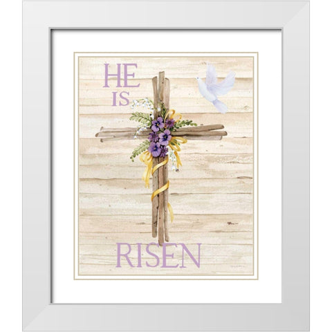 Easter Blessing Saying III with Cross v2 White Modern Wood Framed Art Print with Double Matting by McKenna, Kathleen Parr