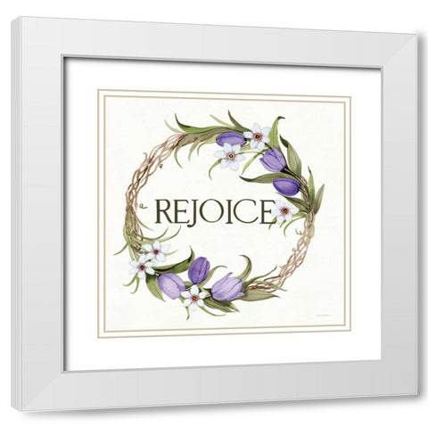 Wreath with Words I White Modern Wood Framed Art Print with Double Matting by McKenna, Kathleen Parr