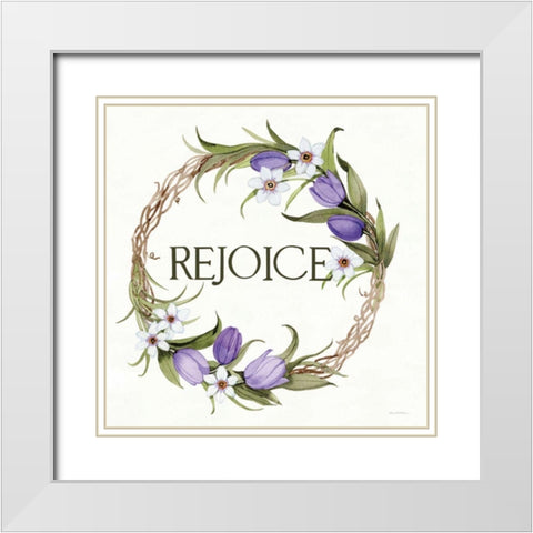 Wreath with Words I White Modern Wood Framed Art Print with Double Matting by McKenna, Kathleen Parr