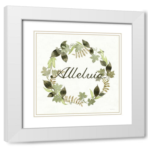 Wreath with Words III White Modern Wood Framed Art Print with Double Matting by McKenna, Kathleen Parr