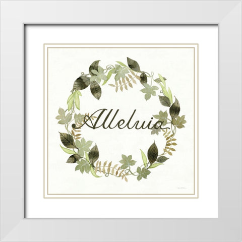 Wreath with Words III White Modern Wood Framed Art Print with Double Matting by McKenna, Kathleen Parr