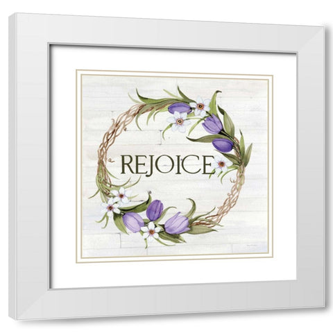 Wreath with Words I v2 White Modern Wood Framed Art Print with Double Matting by McKenna, Kathleen Parr