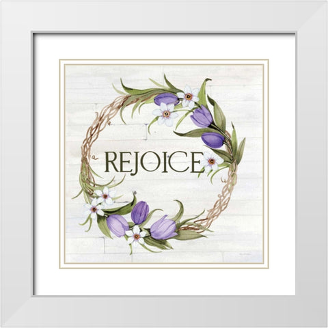 Wreath with Words I v2 White Modern Wood Framed Art Print with Double Matting by McKenna, Kathleen Parr