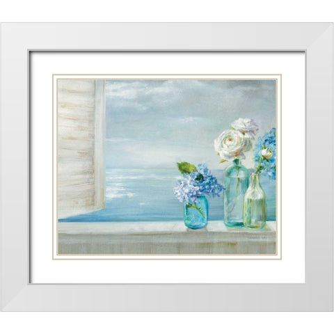 A Beautiful Day At the Beach - 3 Glass Bottles White Modern Wood Framed Art Print with Double Matting by Nai, Danhui