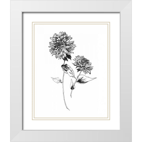 Sketchbook Flowers on White IV White Modern Wood Framed Art Print with Double Matting by Wild Apple Portfolio
