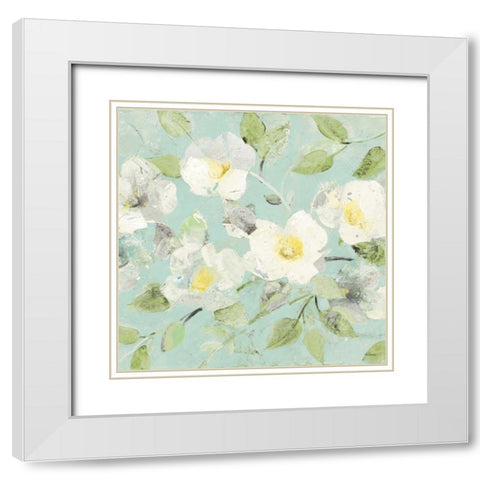 Fading Spring Blue - Bright White Crop White Modern Wood Framed Art Print with Double Matting by Hristova, Albena