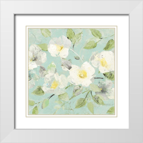 Fading Spring Blue - Bright White Crop White Modern Wood Framed Art Print with Double Matting by Hristova, Albena