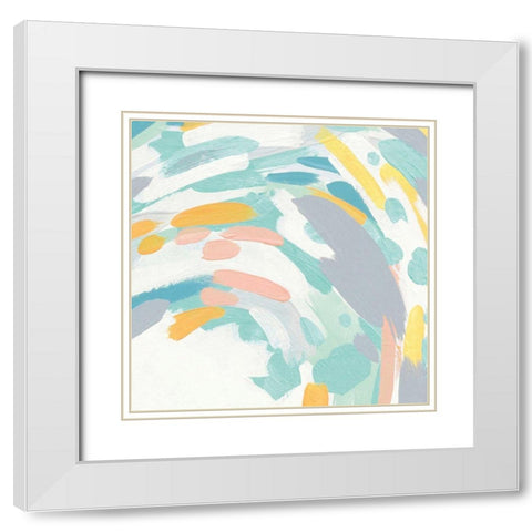 Laughter II Turquoise and Peach White Modern Wood Framed Art Print with Double Matting by Hershey, Moira