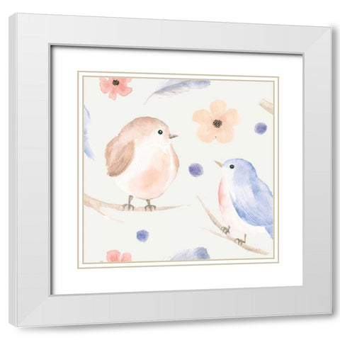 Spring Sentiments Pattern IB White Modern Wood Framed Art Print with Double Matting by Jackson, Jenaya