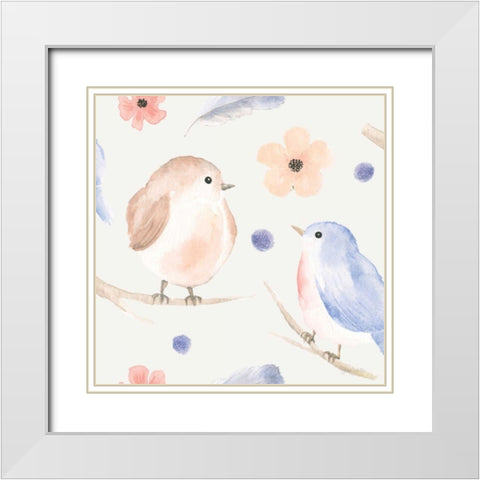 Spring Sentiments Pattern IB White Modern Wood Framed Art Print with Double Matting by Jackson, Jenaya